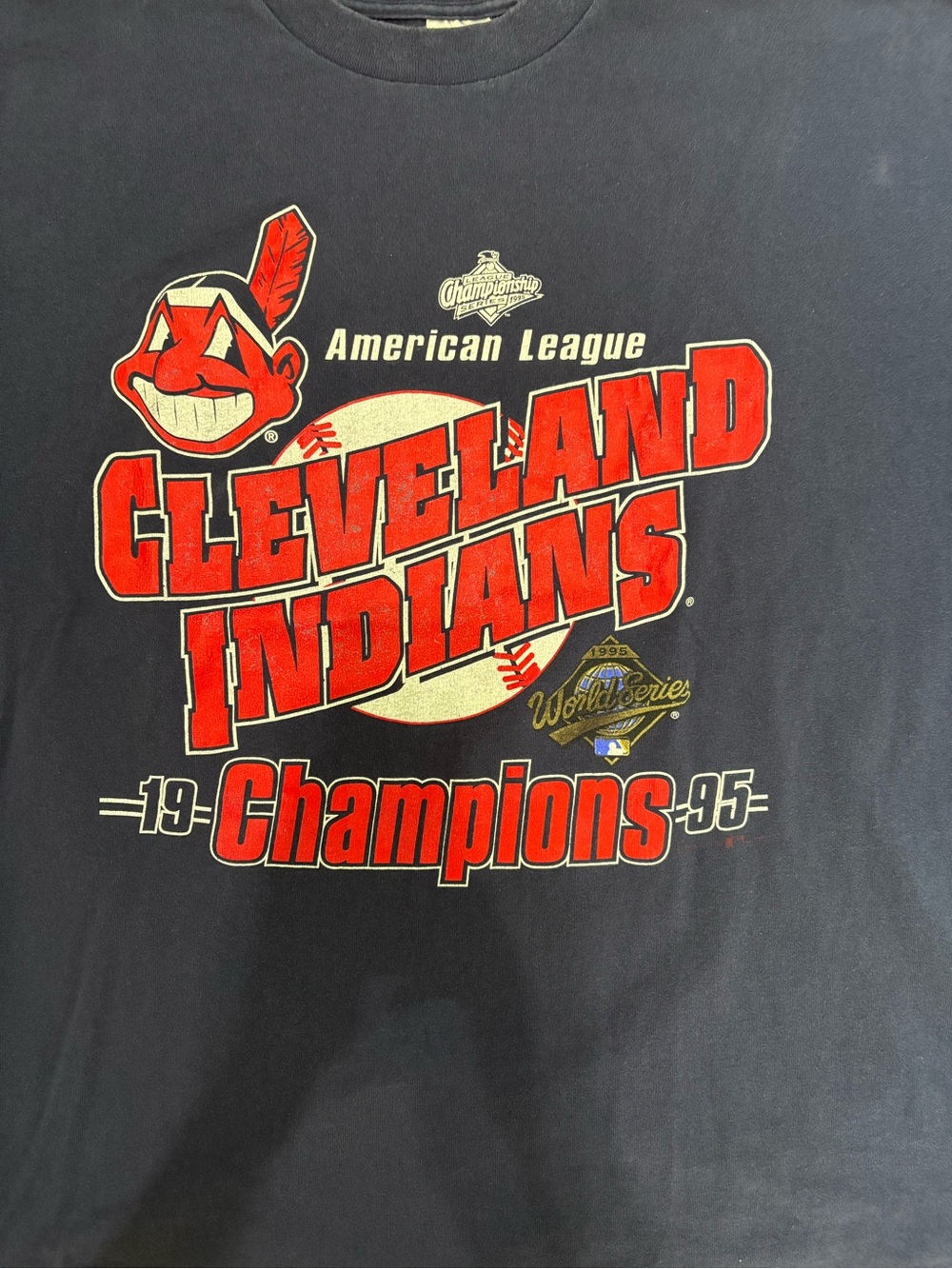 Belton Vintage Cleveland Indians 1995 AL Champions Tee XXL Retro Sporty Prep - Picture 2 of 10